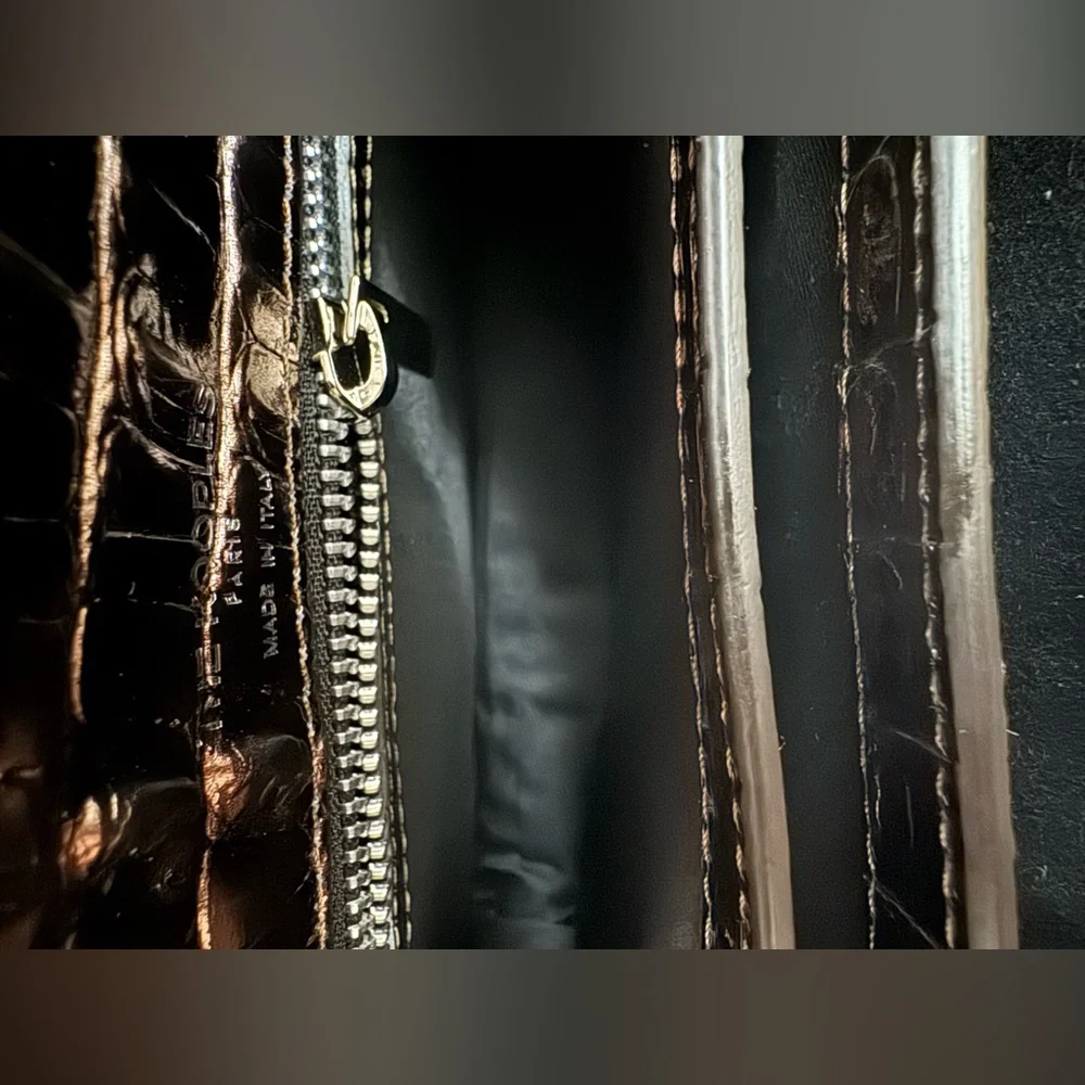 NWT- The Kooples Emily Metallic Crocodile Embossed Handbag
